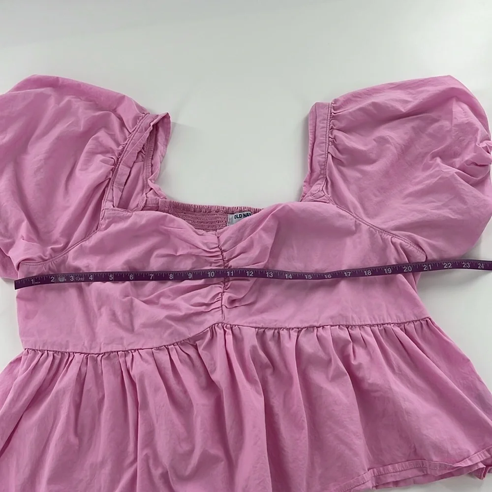 Old Navy Milkmaid Babydoll Puff Sleeve Womens Pink Top Plus Pink Everyday Casual